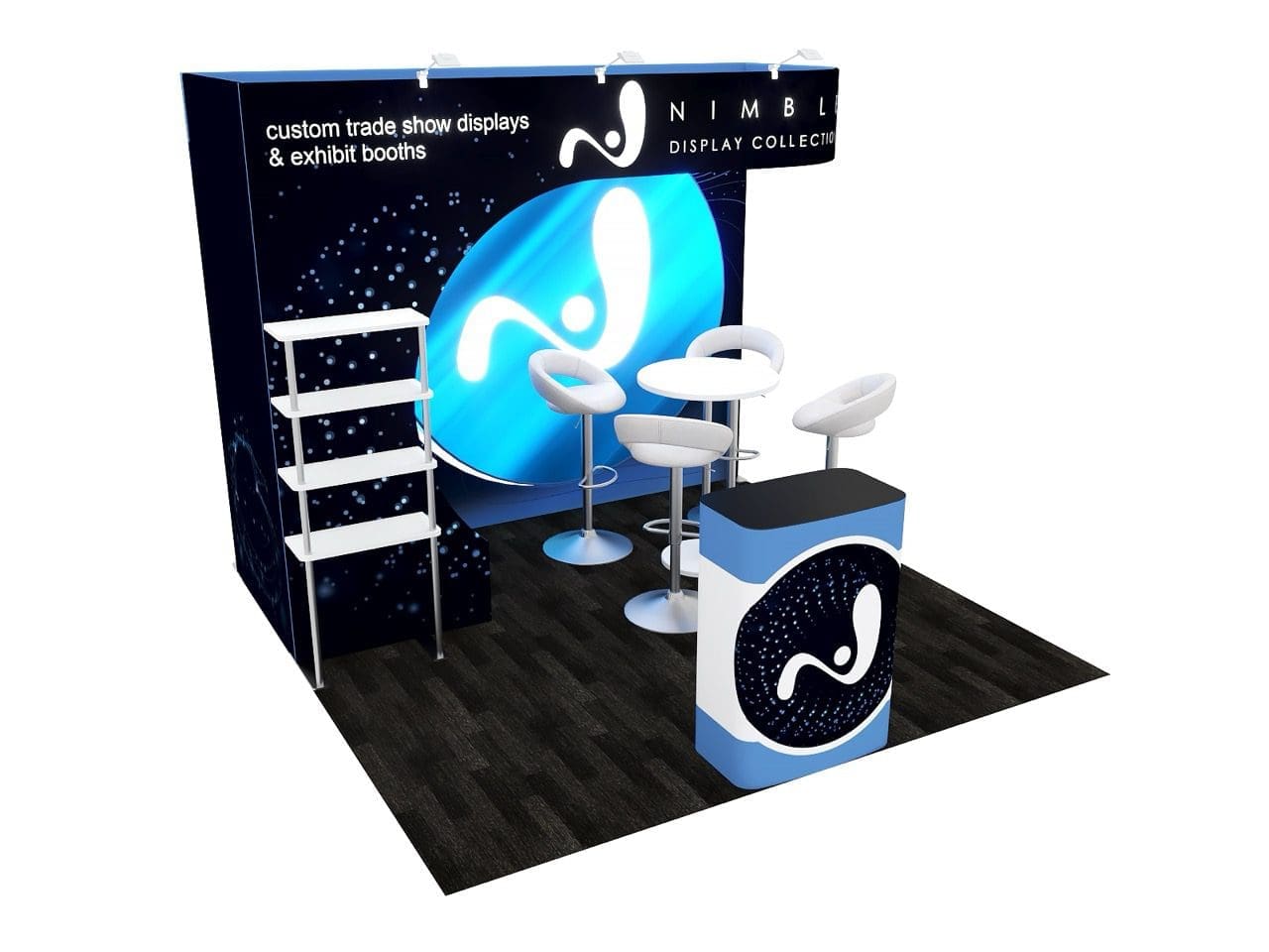 Tejava Exhibit Booth 10x10 Trade Show Booth w/ 3D Circular Centerpiece | Exhibit Boss